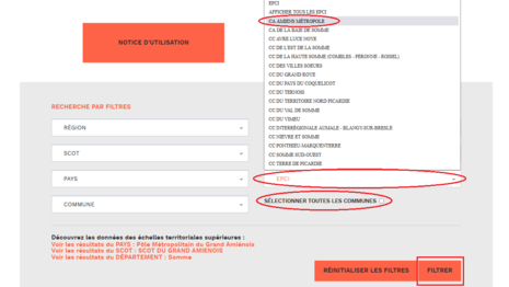 Mon territoire - filtre EPCI